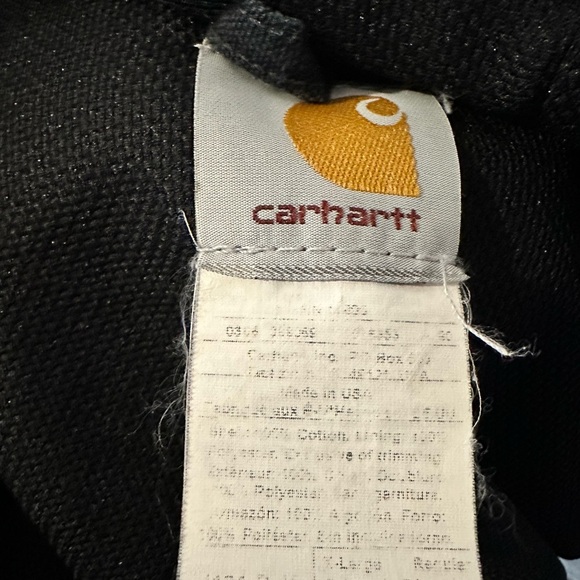 Vintage Carhartt Canvas Hooded Coat Dekalb Logo Lined Black Field Barn Jacket XL - Picture 9 of 11